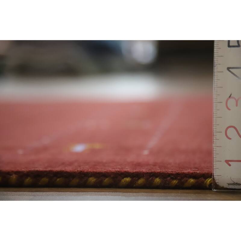 Hand Knotted Oriental 100% Wool Carpet Tribal Animal Pictorial Red Gabbeh Area Rug - 7' 8'' X 4' 11''