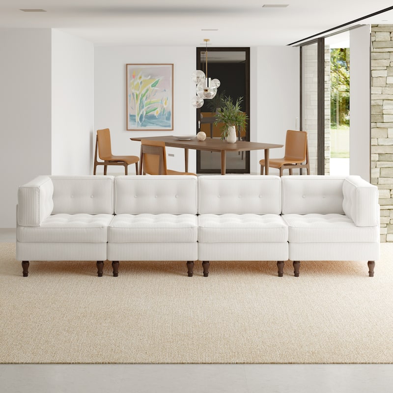 Oversized Modular Sectional Corduroy Fabric Tufted Sofa