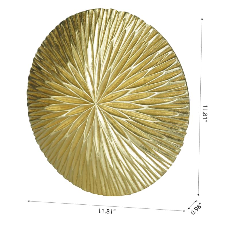 HUJI Golden Pine Wood Carving Plate Wall Decor