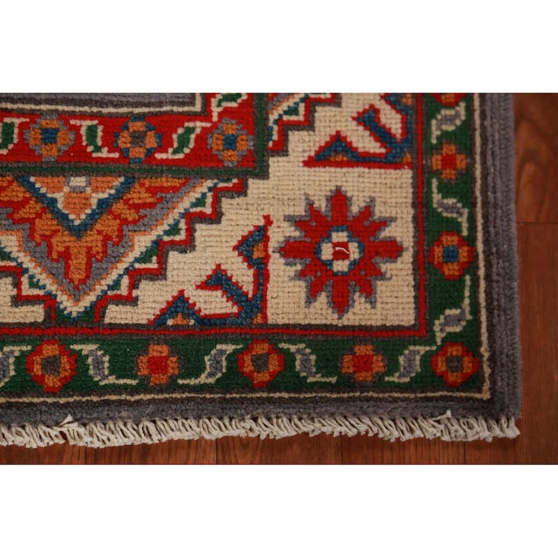 Gray Kazak Foyer Rug Oriental Handmade Wool Carpet - 2'9"x 4'1"