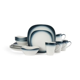Mikasa Swirl Square Ombre Blue 16-Piece Dinnerware Set, Service