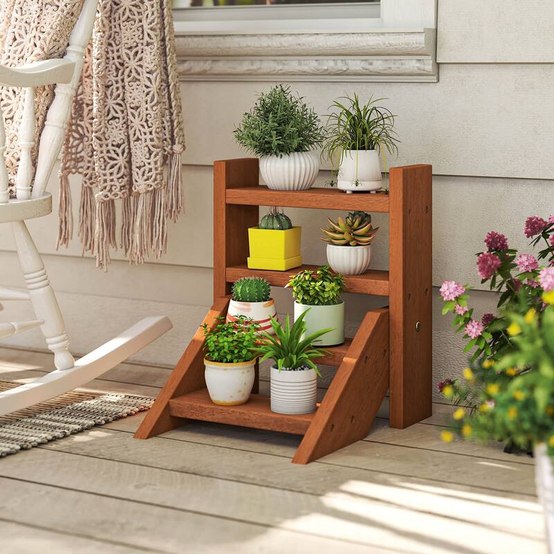 Costway 4-Tier Wood Small Flowerpot Holder Plant Stand for Multiple - See Details