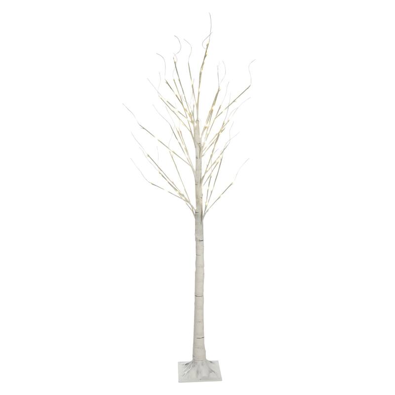 6.75' Pencil Birch Artificial Christmas Tree Warm White LED Lights - 6.5 Foot