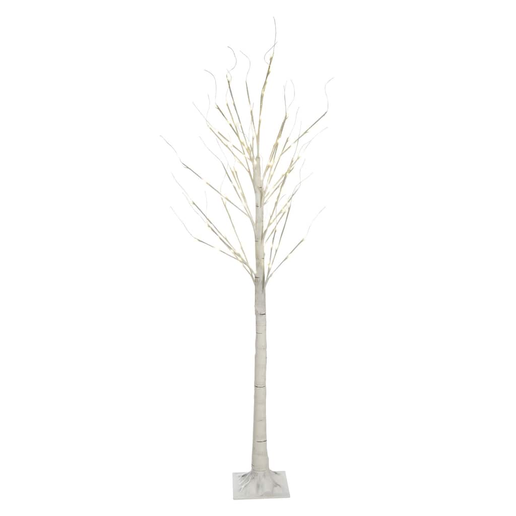 6.75' Pencil Birch Artificial Christmas Tree Warm White LED Lights - 6.5 Foot