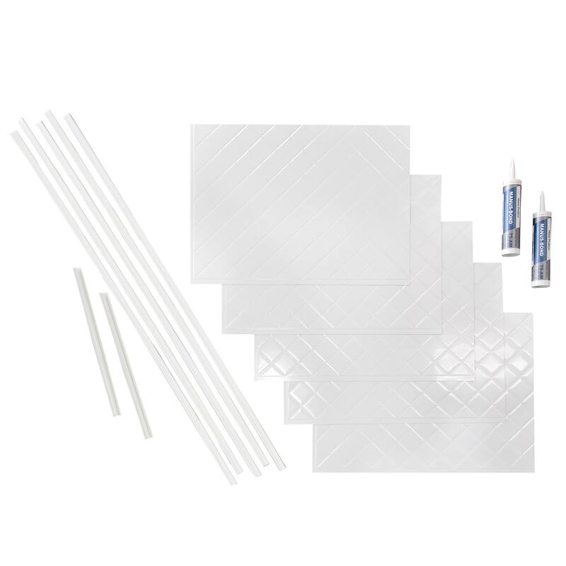FASÄDE Quilted Decorative Vinyl Backsplash Panel - 15 Sq Ft Kit - Gloss White