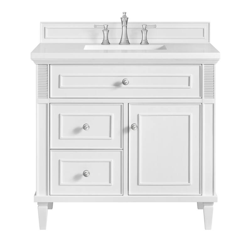 James Martin Vanities 424-V36-3WZ Lorelai 36" Single Basin Wood Vanity - Bright White - Painted