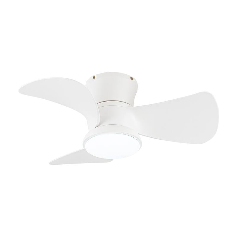 31" Modern White Dimmable LED Hugger Ceiling Fan with Light and Remote