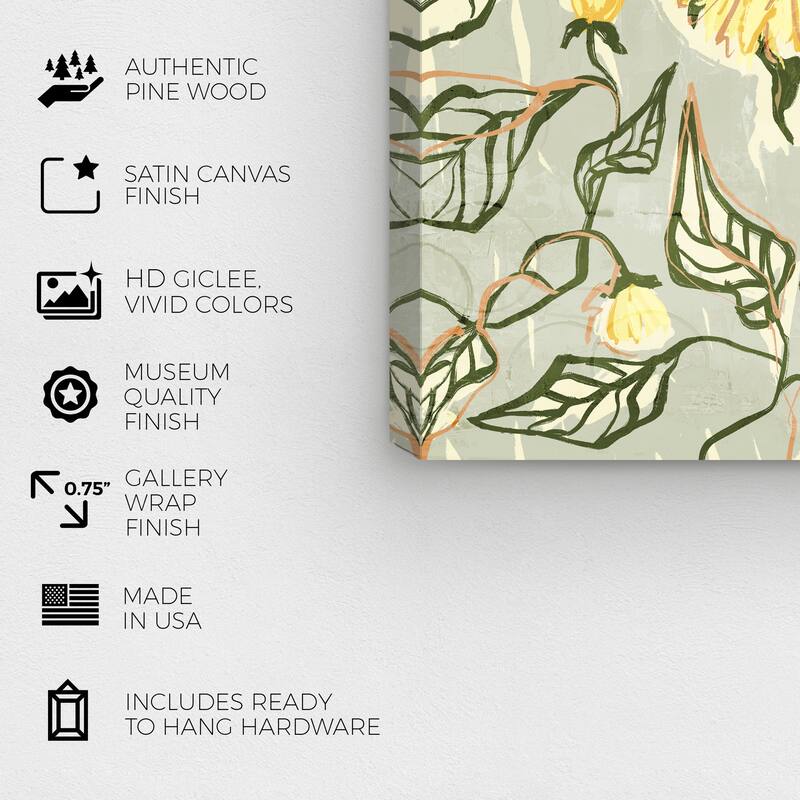 Wynwood Studio Canvas Floral and Botanical Sun Flower Reach Yellow and Light Yellow Modern & Contemporary Wall Art Canvas Print