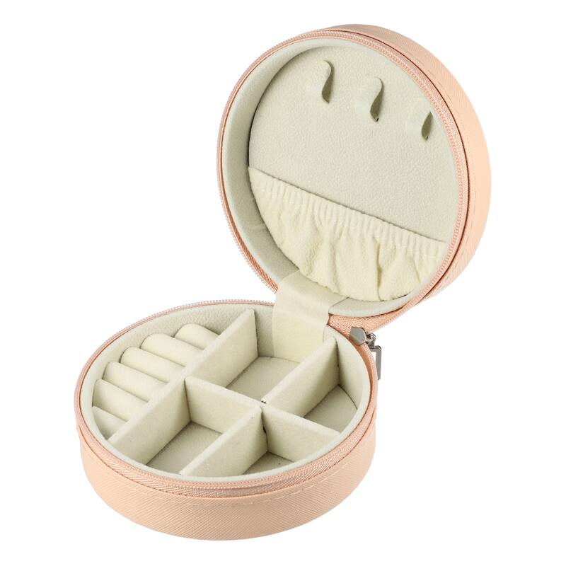 Portable Round Jewelry Box Jewelry Organizer Box for Travel for Trip 1 Pcs