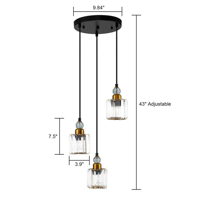 OYIPRO 3/5-Light Cluster Crystal Chandelier Kitchen Island Pendant Light
