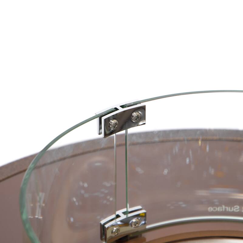 Walbrooke Modern Round Aluminum Frame Fire Pit Table with Powder-Coated Finish, CSA-Certified, and Tempered Glass - 29