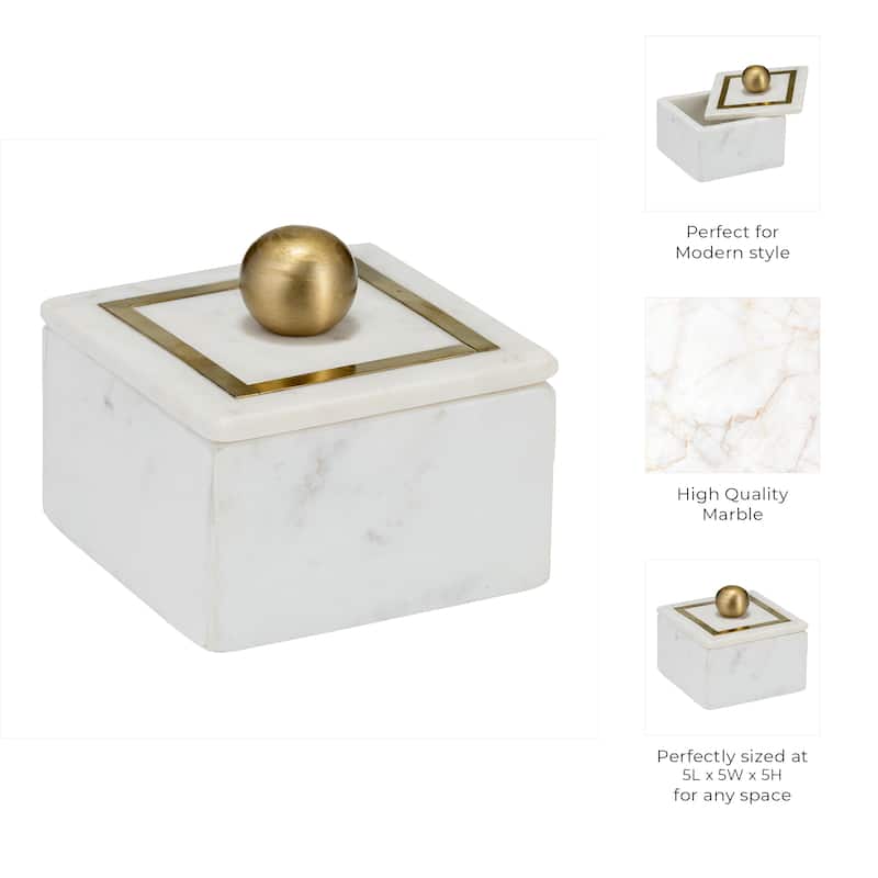 Marble Rectangular Box with Removable Lid - Home Decor