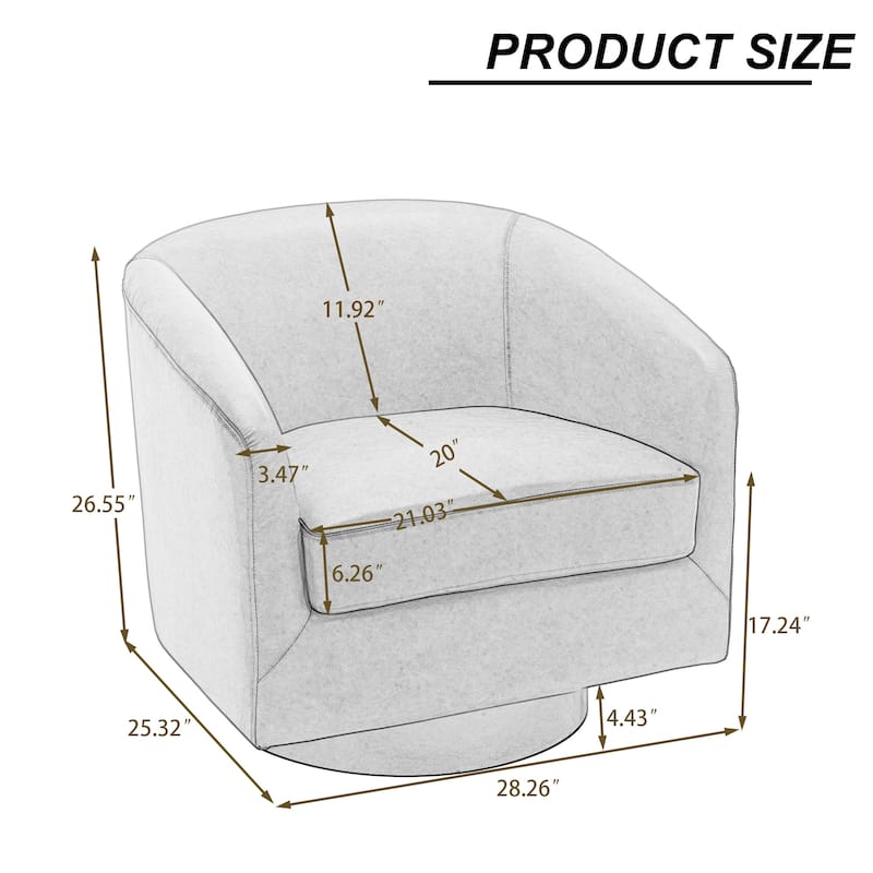 Modern Round 360-Degree Swivel Accent Chair Set of 2