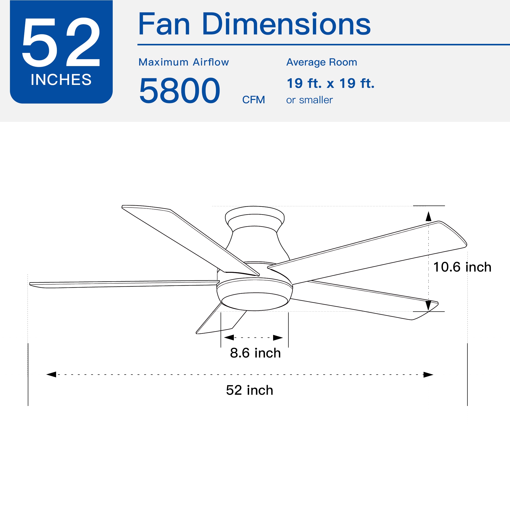 Antique Black 6 Speeds Reversible Ceiling Fan, 52
