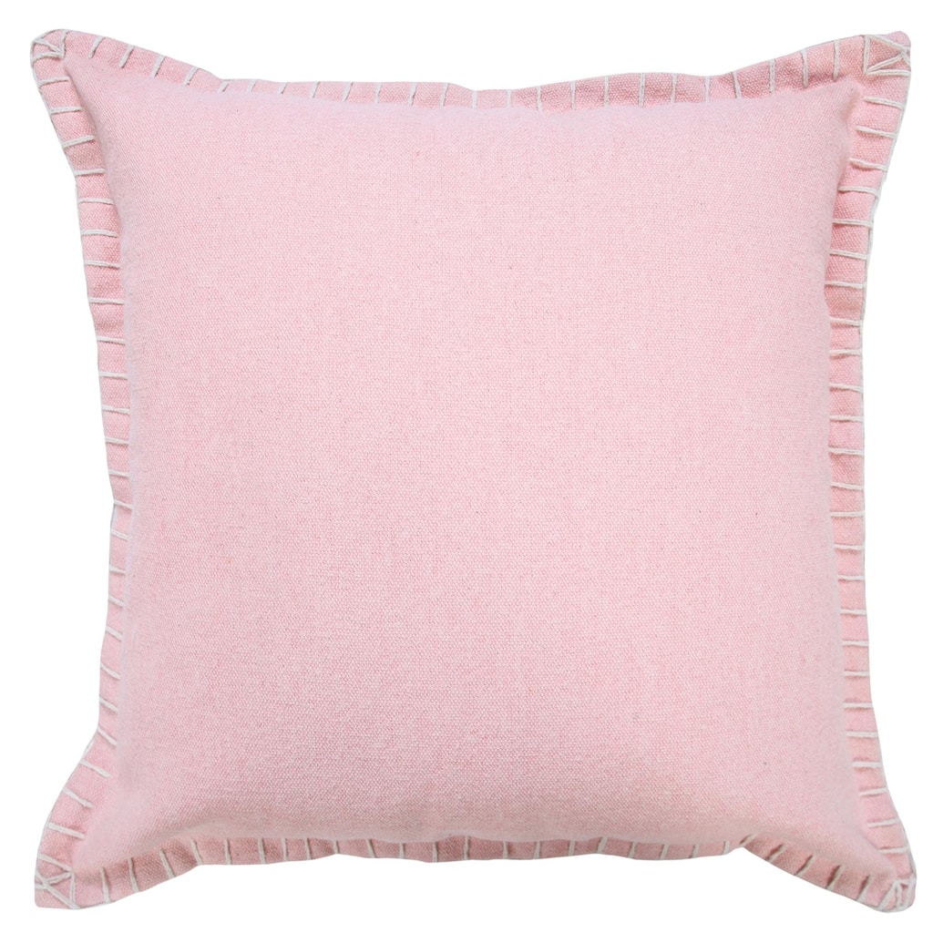 Hand Woven Embroidered Edge Square Throw Pillow - 20" - Pink