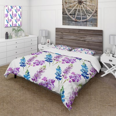 Designart 'Pink and Purple Floral Pattern' Traditional Duvet Cover Set