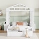 preview thumbnail 2 of 24, Twin Size Solid Wood House Bed with Bench and Shelves