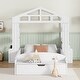 preview thumbnail 2 of 11, White Twin Solid Wood House Bed with Bench & Shelves