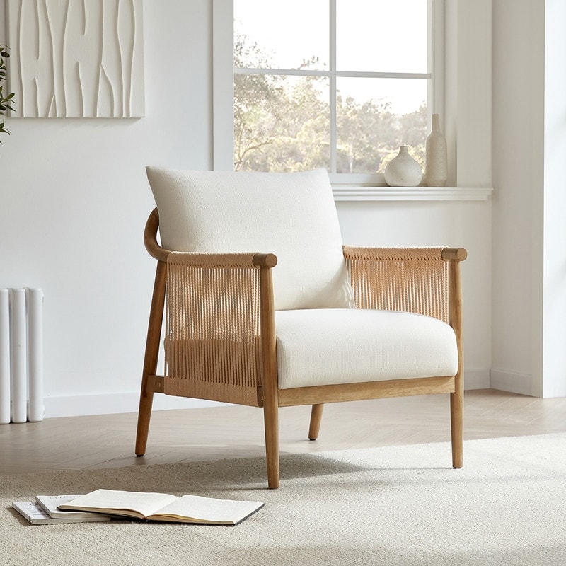 Spruce & Spring Lynn Accent Chair with Braid Wood Arm