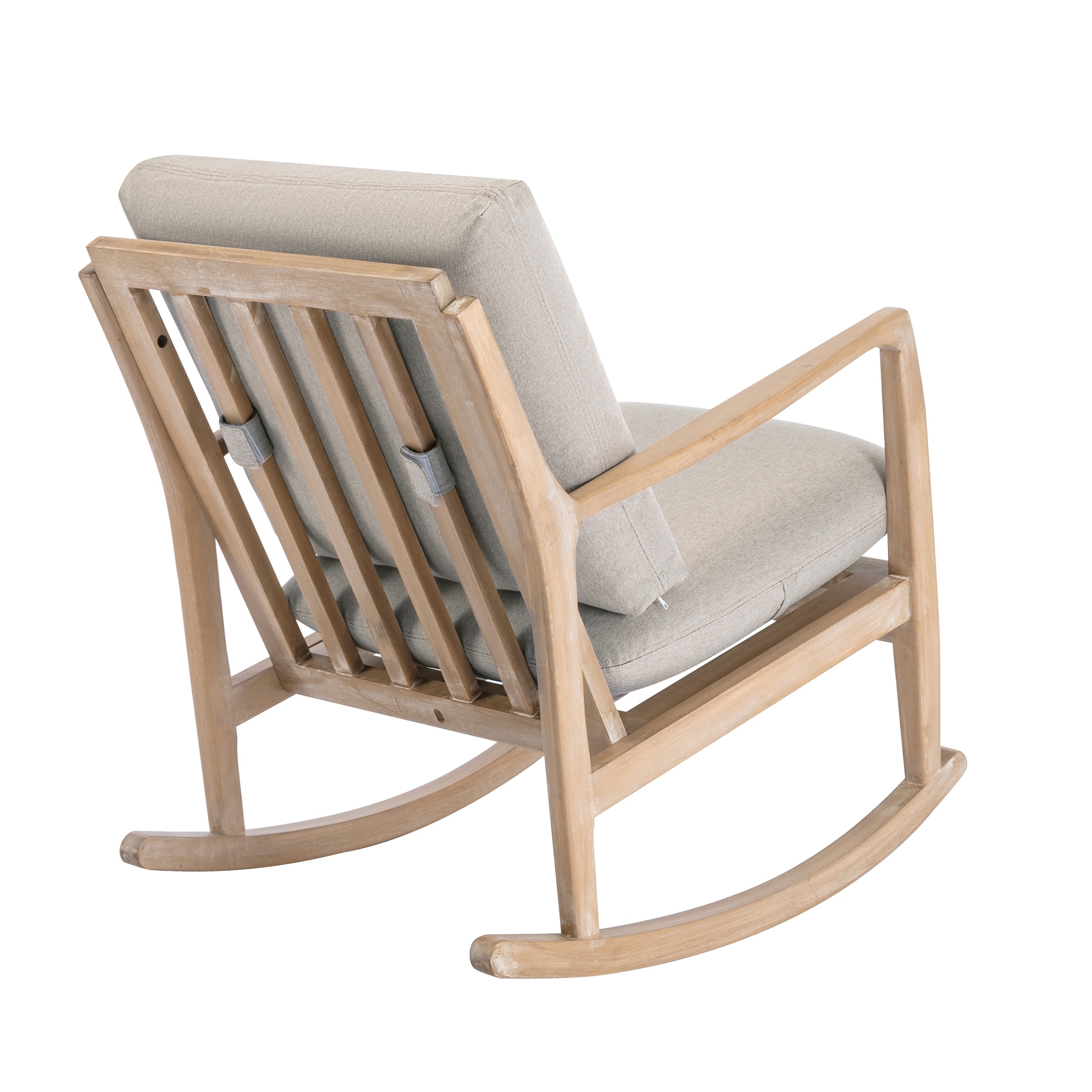 Linen Upholstered Rocking Chair with Solid Wood Base Bed Bath