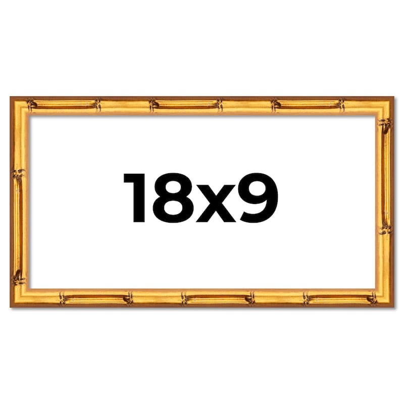 18x9 Frame Gold Bamboo Solid Wood Picture Frame | 1 Inch Moulding
