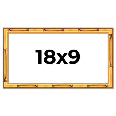 18x9 Frame Gold Bamboo Solid Wood Picture Frame | 1 Inch Moulding
