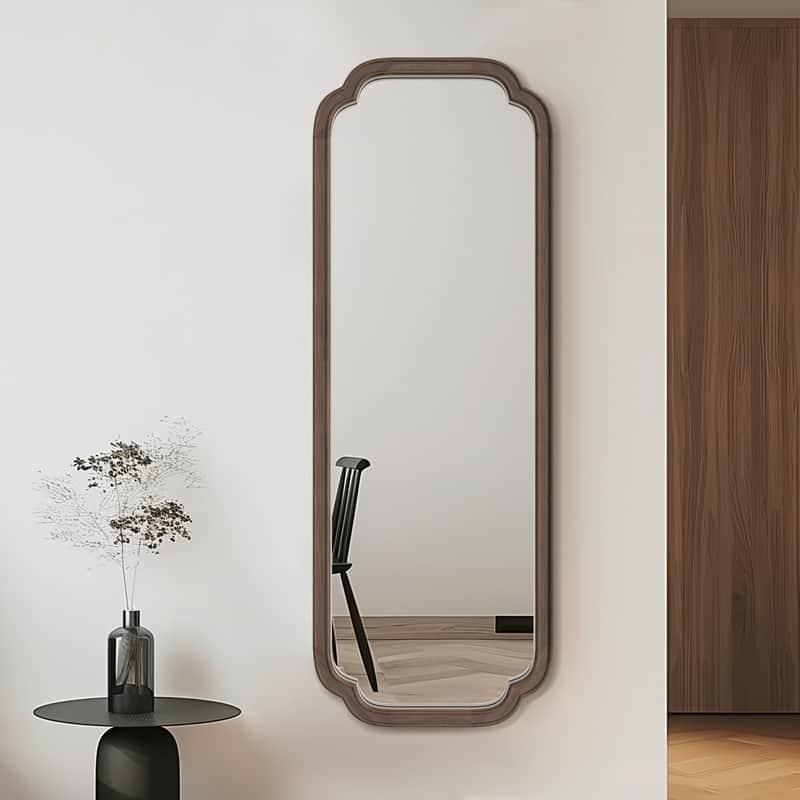 Farmhouse Full-length Mirror with Walnut Frame