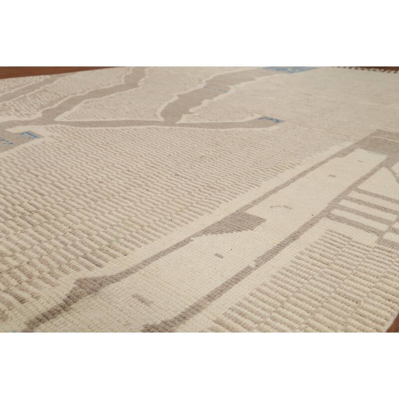 Beige Modern / Moroccan Area Rug Handmade Wool Carpet - 9'0"x 13'0"