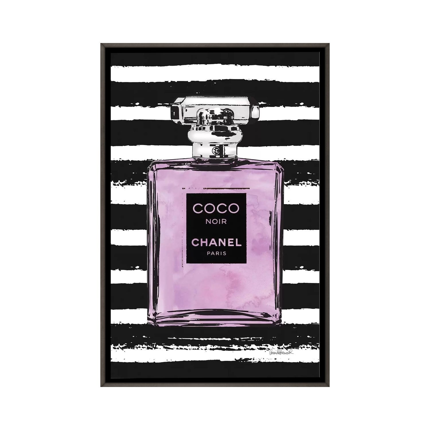 Amanda Greenwood Canvas Wall Decor Prints - Perfume Bottle, Gold & Grey ( Fashion > Fashion Brands > Chanel art) - 40x26 in