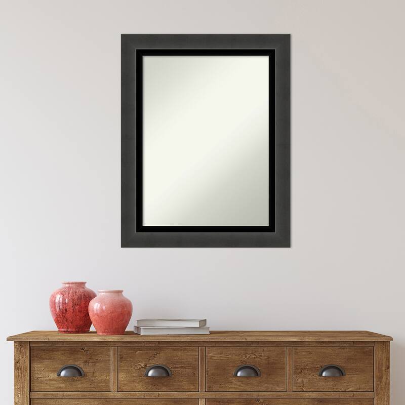 Non-Beveled Bathroom Wall Mirror - Tuxedo Black Frame