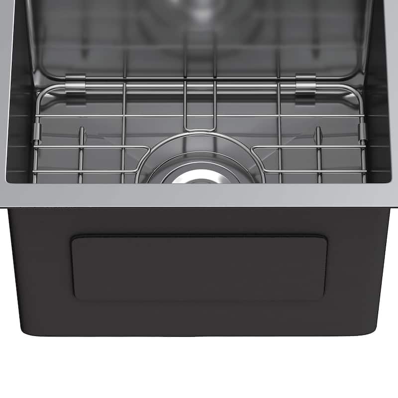 33 Inch Drop In Kitchen Sink Top mount Stainless Steel Black Sink w/Sink Protector Single Bowl Drop-in Sink for Workstation