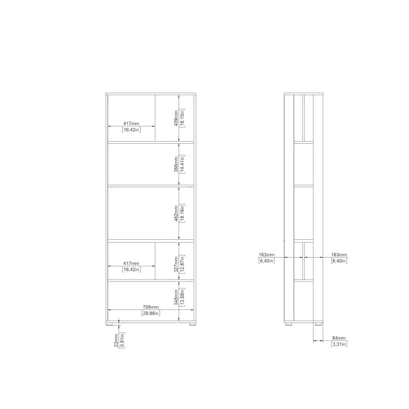 Carson Carrington Sign 5 Shelf Bookcase / Room Divider