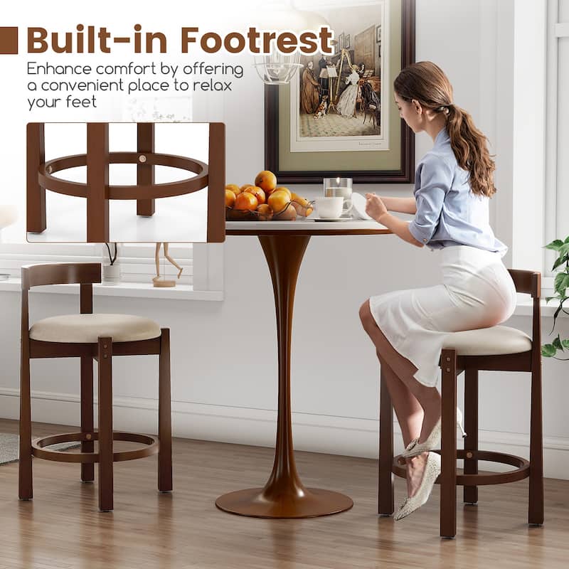 Gymax 24'' 2PCS Counter Height Bar Stools Set of 2 w/Backrests &