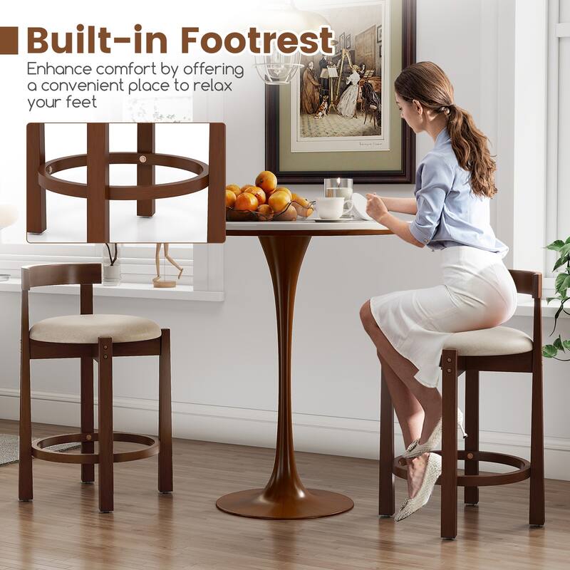Gymax 24'' Counter Height Bar Stools Set of 2 w/Backrests & Footrests