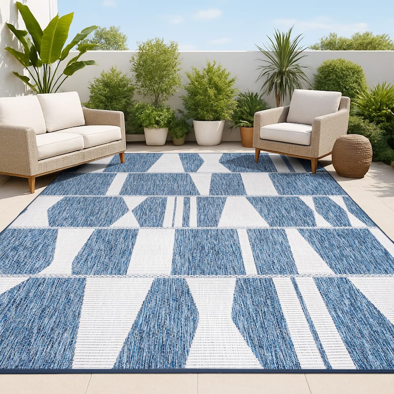 JONATHAN Y Odette Modern Geometric Abstract Two-Tone Indoor/Outdoor Area Rug