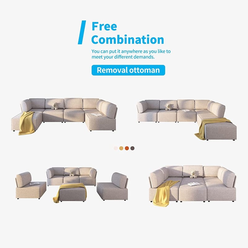 Mixoy Convertible Modular Sleeper Couch with Ottoman