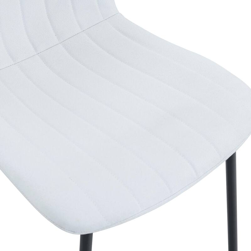 Modern 4 Piece Linen Dining Chair Set with Backrest, Metal Legs, Upholstered for Dining Room Kitchen Bedroom Living Room