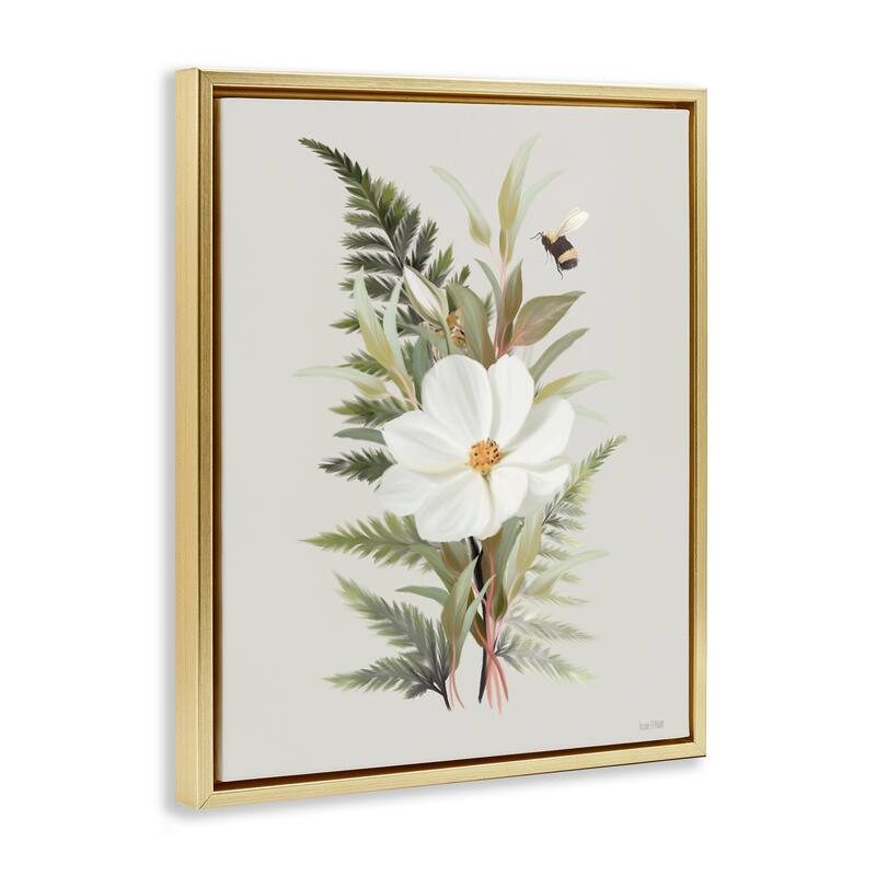 Stupell Bumble Bee & Flower Framed Floater Canvas Wall Art Design By House Fenway