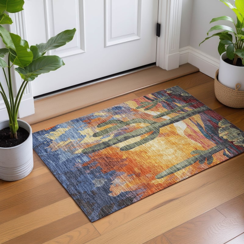 Machine Washable Indoor/ Outdoor Desert Inspiration Chantille Rug