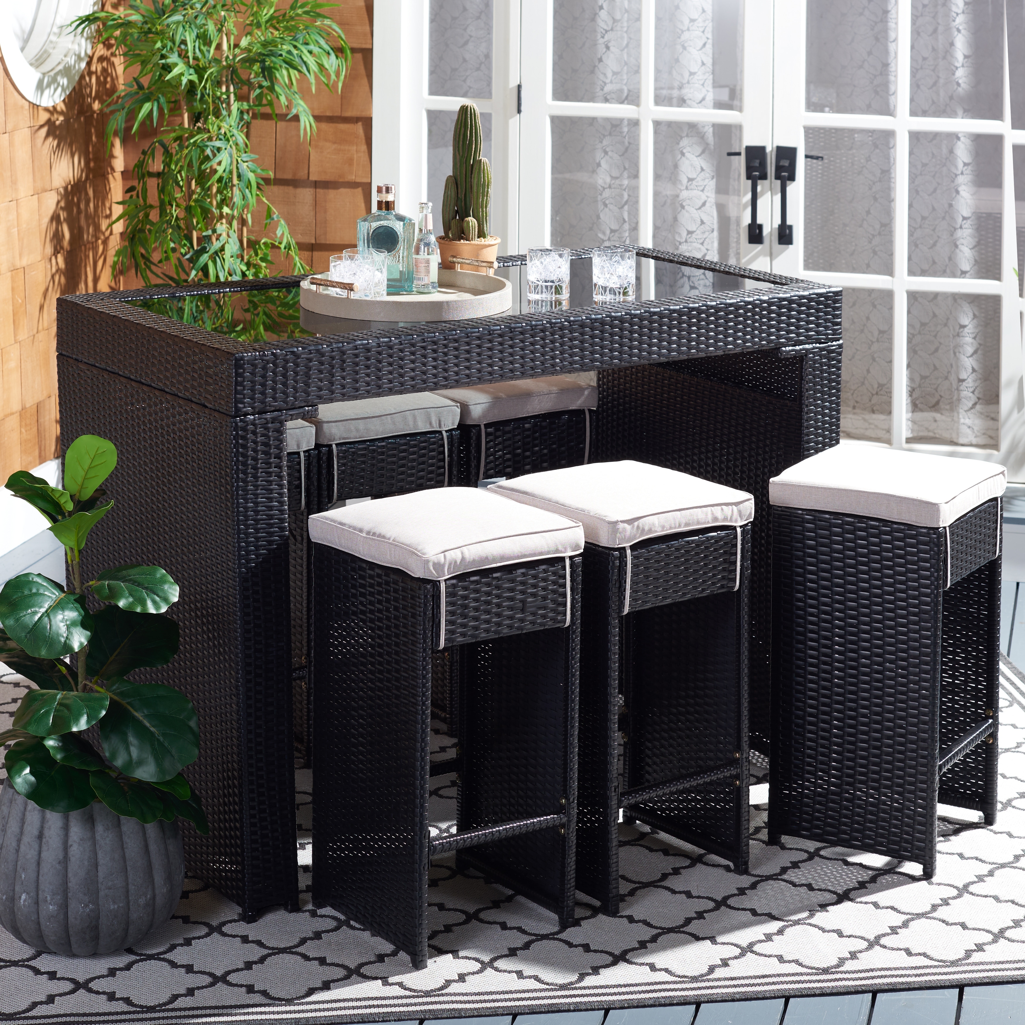 SAFAVIEH Horus 7 Piece Outdoor Patio Dining Set. On Sale Bed