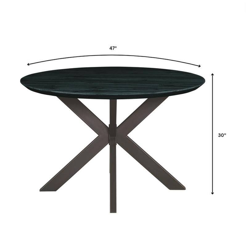 Ravenna 47" Modern Solid Wood Round Top Dining Table With X-Shape Powder Coated Metal Legs for Dining Room & Kitchen