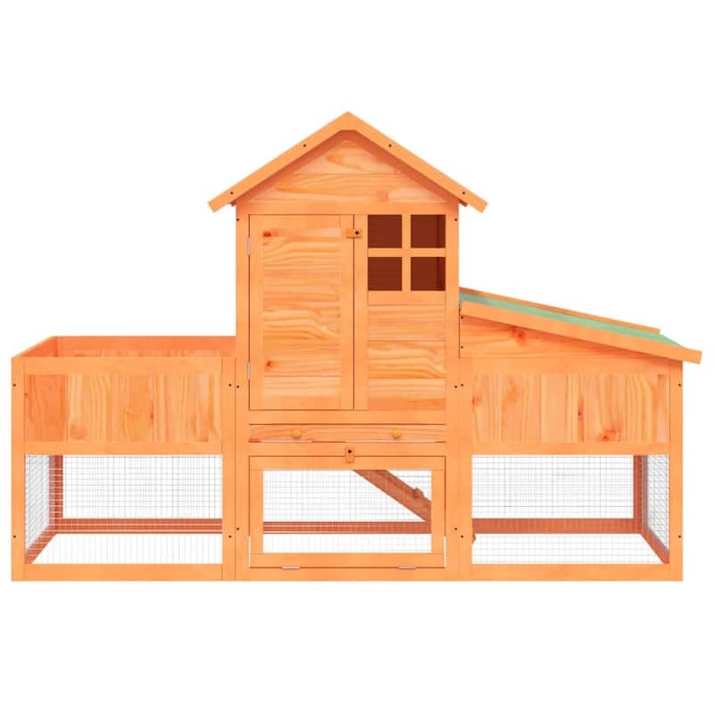 vidaXL Rabbit Hutch Brown 66.9"x24.8"x44.5" Solid Wood Pine - 66.9" x 24.8" x 44.5"