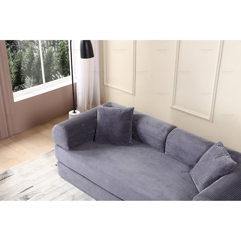 Convertible Sleeper Sofa, Floor Sofa with Cylindrical Pillow, Folding Mattress Couch Sofa Bed with Fixed-Shape Frame