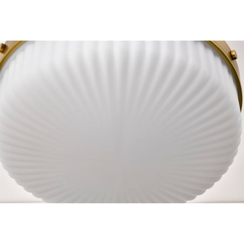 Solara Flush Mount Natural Brass Finish Frosted Ribbed Glass - Natural Brass