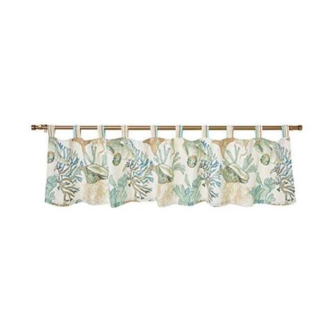 Polyester Valance with Coral Print, Jade Green and White