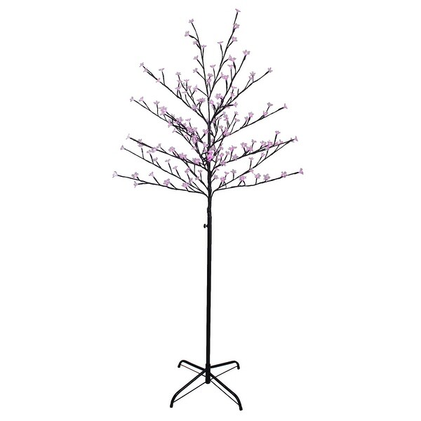 6' LED Lighted Sakura Cherry Blossom Flower Artificial Tree - Pink Lights - N/A