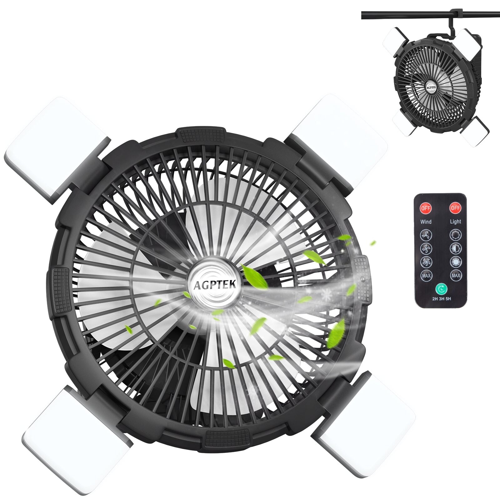 rechargeable camping fan light