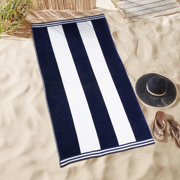 White Classic Beach Towels Oversized Cabana Stripe Burundi