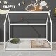 preview thumbnail 17 of 28, Wooden Twin House Bed with Integrated Shelves and Hanger for Kids Room White