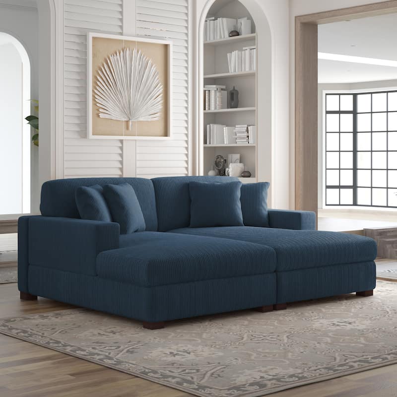 Corduroy Modular Couch Sectional Chaise Lounge Sofa